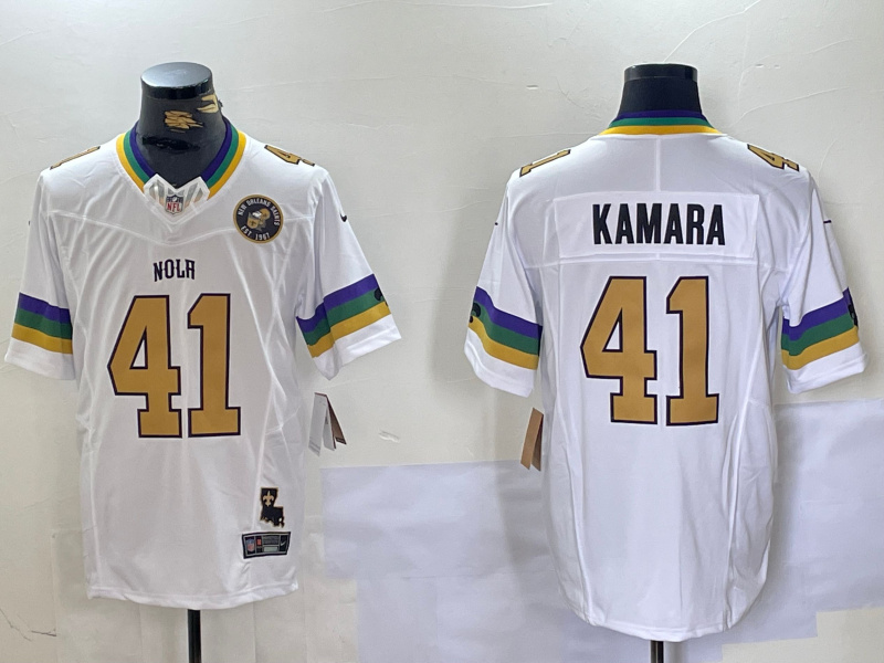 Men's New Orleans Saints #41 Alvin Kamara White 1987 Legacy Cool Base Stitched Baseball Jersey 1 Men's New Orleans Saints #41 Alvin Kamara White 1987 Legacy Cool Base Stitched Baseball Jersey 1