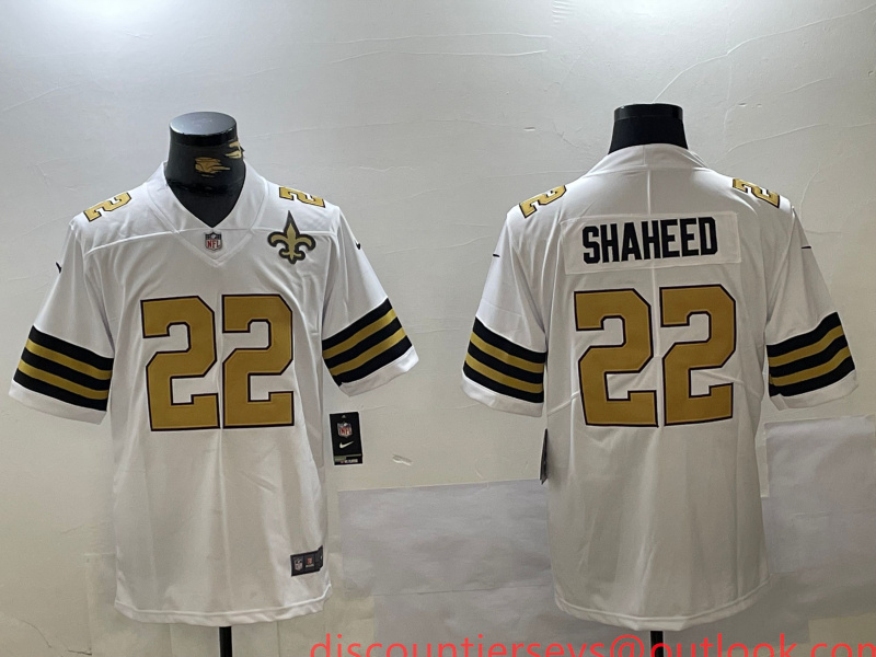 Men's New Orleans Saints #22 Rashid Shaheed White Vapor Limited Stitched Football Jersey 2 Men's New Orleans Saints #22 Rashid Shaheed White Vapor Limited Stitched Football Jersey 2