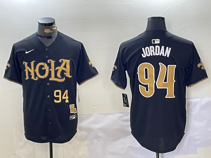 Men's New Orleans Saints #94 Cameron Jordan Black Cool Base Stitched Baseball Jersey Men's New Orleans Saints #94 Cameron Jordan Black Cool Base Stitched Baseball Jersey
