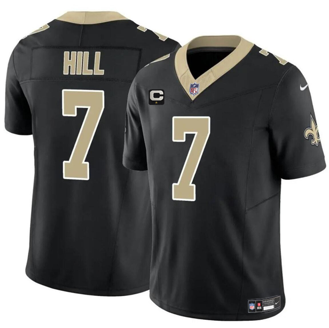 Men's New Orleans Saints #7 Taysom Hill Black 2024 F.U.S.E With 1-Star C Patch Vapor Limited Stitched Football Jersey Men's New Orleans Saints #7 Taysom Hill Black 2024 F.U.S.E With 1-Star C Patch Vapor Limited Stitched Football Jersey