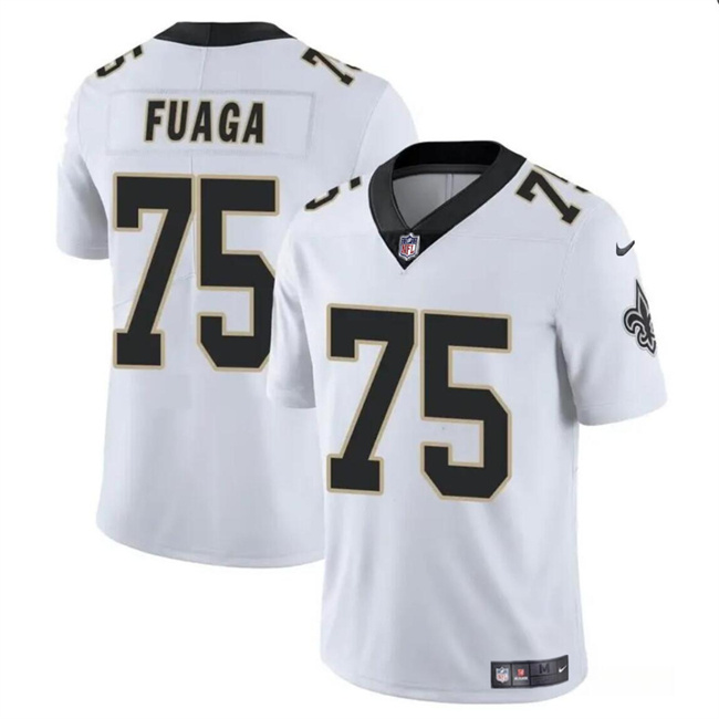 Men's New Orleans Saints #75 Taliese Fuaga White 2024 Draft Vapor Limited Stitched Football Jersey Men's New Orleans Saints #75 Taliese Fuaga White 2024 Draft Vapor Limited Stitched Football Jersey