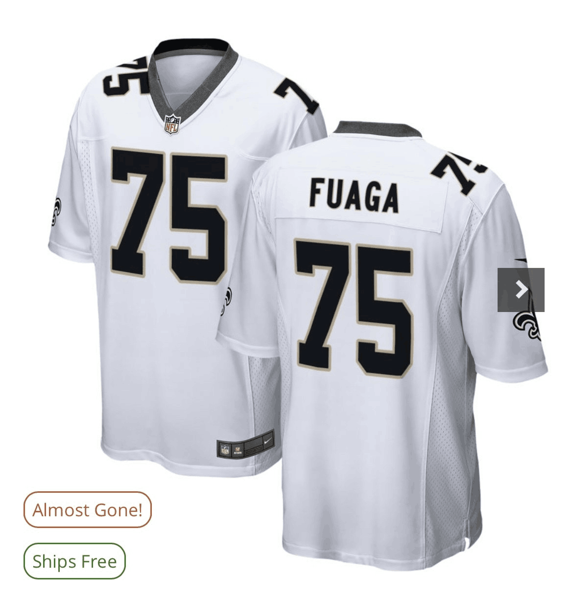 Men's New Orleans Saints #75 Taliese Fuaga White Vapor Limited Stitched Football Jersey Men's New Orleans Saints #75 Taliese Fuaga White Vapor Limited Stitched Football Jersey