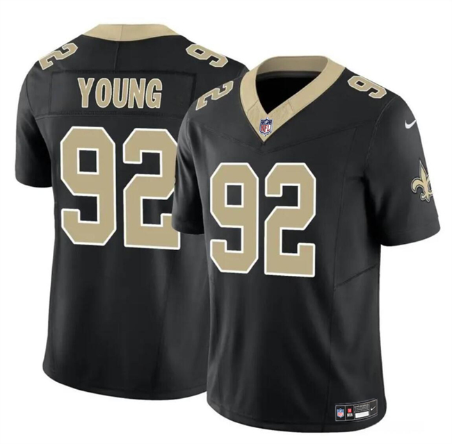 Men's New Orleans Saints #92 Chase Young Black 2023 F.U.S.E Vapor Limited Stitched Football Jersey Men's New Orleans Saints #92 Chase Young Black 2023 F.U.S.E Vapor Limited Stitched Football Jersey