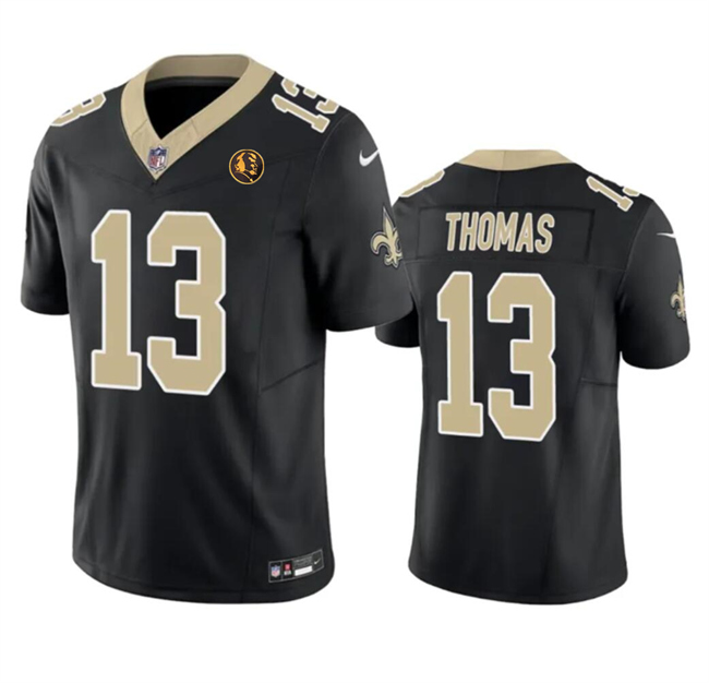 Men's New Orleans Saints #13 Michael Thomas Black 2023 F.U.S.E. With John Madden Patch Vapor Limited Stitched Football Jersey Men's New Orleans Saints #13 Michael Thomas Black 2023 F.U.S.E. With John Madden Patch Vapor Limited Stitched Football Jersey
