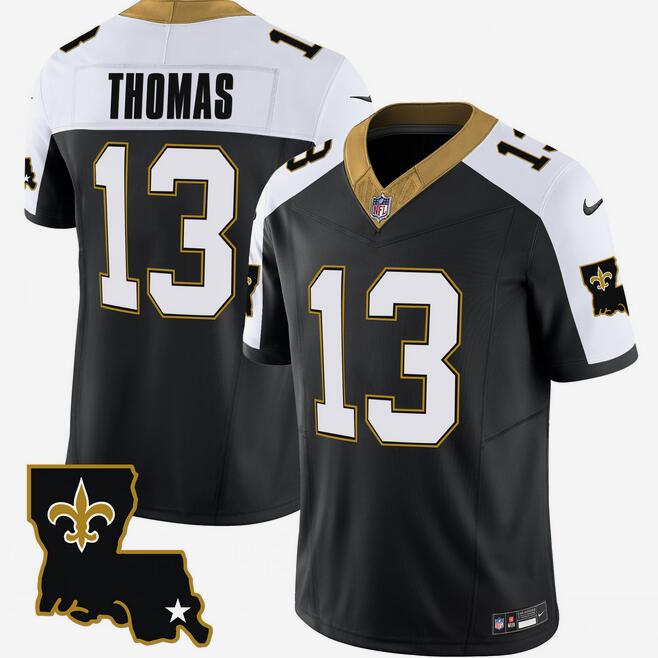 Men's New Orleans Saints #13 Michael Thomas Black White 2023 F.U.S.E. 1987 Legacy Vapor Stitched Jersey Men's New Orleans Saints #13 Michael Thomas Black White 2023 F.U.S.E. 1987 Legacy Vapor Stitched Jersey