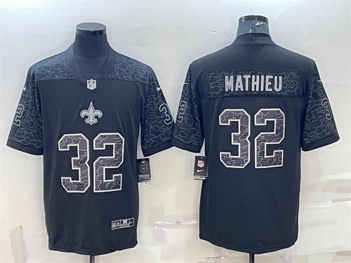 Men's New Orleans Saints #32 Tyrann Mathieu Black Reflective Limited Stitched Football Jersey Men's New Orleans Saints #32 Tyrann Mathieu Black Reflective Limited Stitched Football Jersey