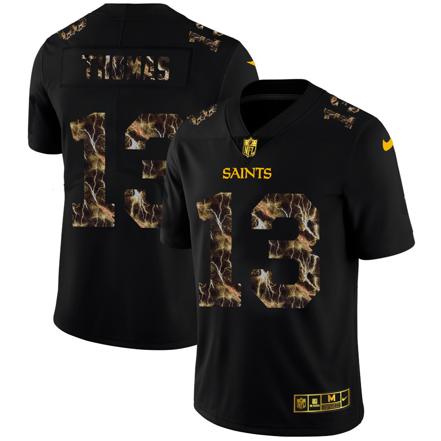 New Orleans Saints #13 Michael Thomas Men's Black Nike Flocked Lightning Vapor Limited NFL Jersey New Orleans Saints #13 Michael Thomas Men's Black Nike Flocked Lightning Vapor Limited NFL Jersey