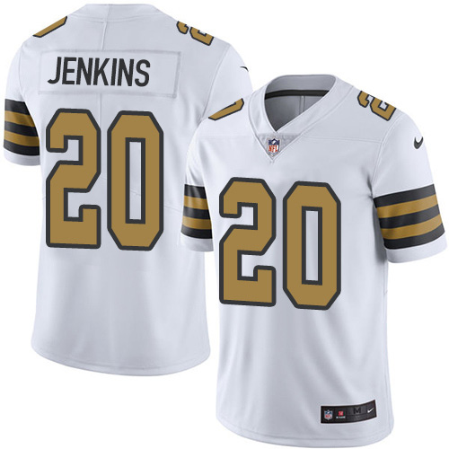 Nike Saints #20 Janoris Jenkins White Men's Stitched NFL Limited Rush Jersey Nike Saints #20 Janoris Jenkins White Men's Stitched NFL Limited Rush Jersey