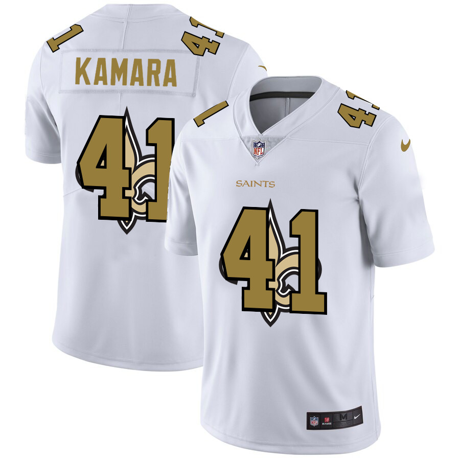 New Orleans Saints #41 Alvin Kamara White Men's Nike Team Logo Dual Overlap Limited NFL Jersey New Orleans Saints #41 Alvin Kamara White Men's Nike Team Logo Dual Overlap Limited NFL Jersey