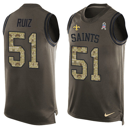 Nike Saints #51 Cesar Ruiz Green Men's Stitched NFL Limited Salute To Service Tank Top Jersey Nike Saints #51 Cesar Ruiz Green Men's Stitched NFL Limited Salute To Service Tank Top Jersey