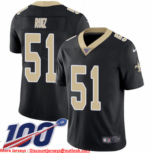 Nike Saints #51 Cesar Ruiz Black Team Color Men's Stitched NFL 100th Season Vapor Untouchable Limited Jersey Nike Saints #51 Cesar Ruiz Black Team Color Men's Stitched NFL 100th Season Vapor Untouchable Limited Jersey