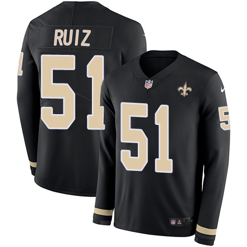 Nike Saints #51 Cesar Ruiz Black Team Color Men's Stitched NFL Limited Therma Long Sleeve Jersey Nike Saints #51 Cesar Ruiz Black Team Color Men's Stitched NFL Limited Therma Long Sleeve Jersey