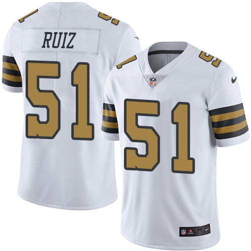 Nike Saints #51 Cesar Ruiz White Men's Stitched NFL Limited Rush Jersey Nike Saints #51 Cesar Ruiz White Men's Stitched NFL Limited Rush Jersey