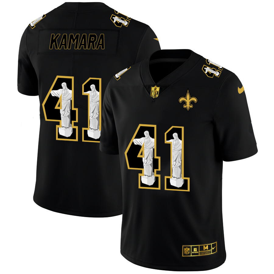Nike Saints 41 Alvin Kamara Black Jesus Faith Edition Limited Jersey Nike Saints 41 Alvin Kamara Black Jesus Faith Edition Limited Jersey