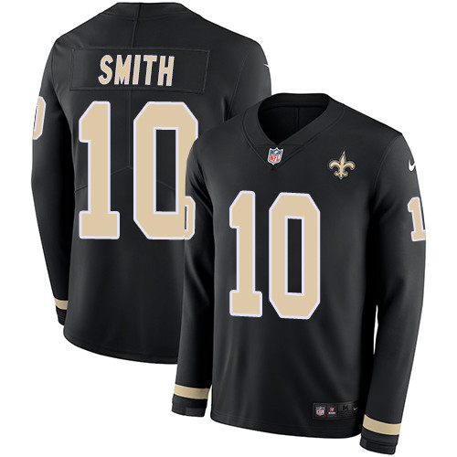 Nike Saints #10 Tre'Quan Smith Black Team Color Men's Stitched NFL Limited Therma Long Sleeve Jersey Nike Saints #10 Tre'Quan Smith Black Team Color Men's Stitched NFL Limited Therma Long Sleeve Jersey