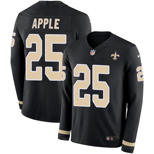 Nike Saints #25 Eli Apple Black Team Color Men's Stitched NFL Limited Therma Long Sleeve Jersey Nike Saints #25 Eli Apple Black Team Color Men's Stitched NFL Limited Therma Long Sleeve Jersey