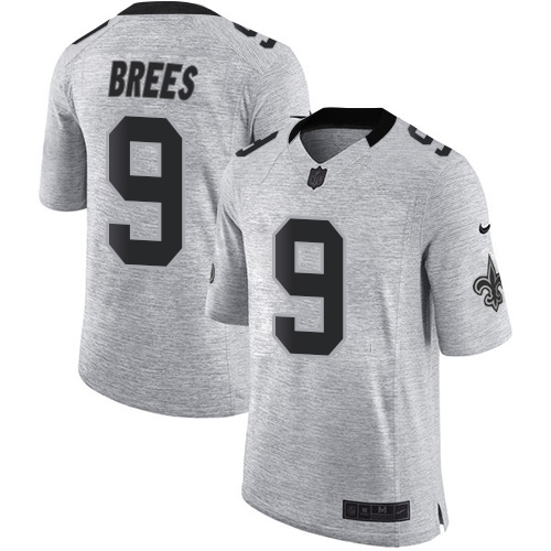 Nike Saints #9 Drew Brees Gray Men's Stitched NFL Limited Gridiron Gray II Jersey Nike Saints #9 Drew Brees Gray Men's Stitched NFL Limited Gridiron Gray II Jersey