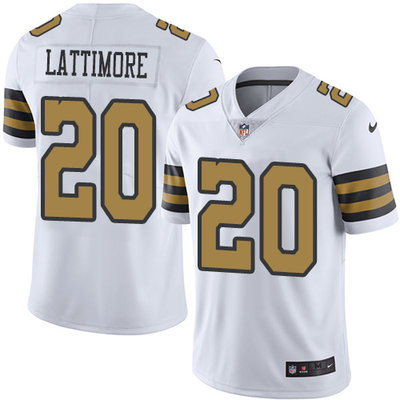 Nike Saints #20 Marshon Lattimore White Men's Stitched NFL Limited Rush Jersey