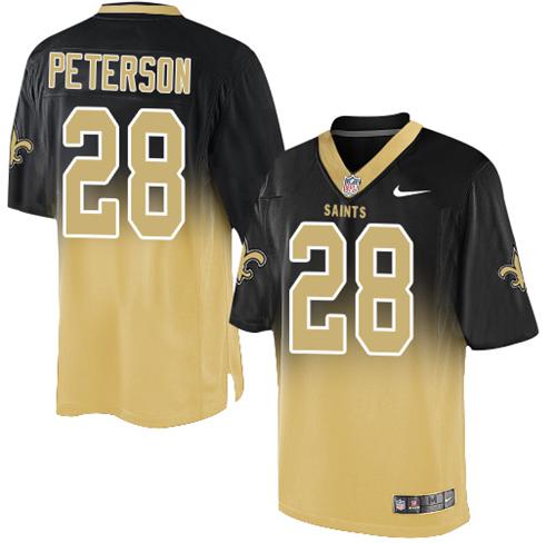 Nike Saints #28 Adrian Peterson Black Gold Men's Stitched NFL Elite Fadeaway Fashion Jersey Nike Saints #28 Adrian Peterson Black Gold Men's Stitched NFL Elite Fadeaway Fashion Jersey