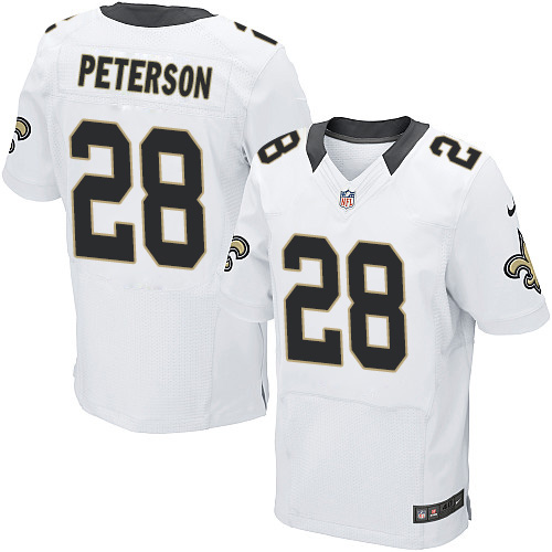 Nike Saints #28 Adrian Peterson White Men's Stitched NFL Elite Jersey Nike Saints #28 Adrian Peterson White Men's Stitched NFL Elite Jersey