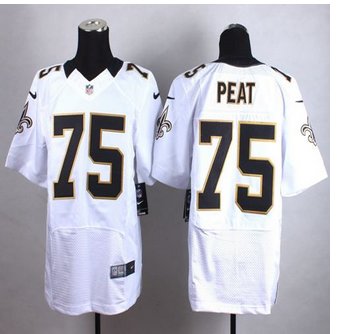 New New Orleans Saints #75 Andrus Peat White Men's Stitched NFL Elite Jersey