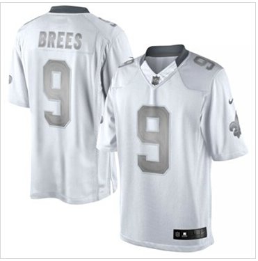 New Orleans Saints #9 Drew Brees White Platinum Jersey New Orleans Saints #9 Drew Brees White Platinum Jersey