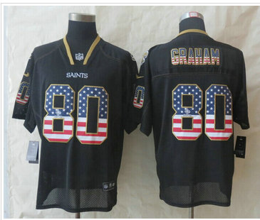 New New Orleans Saints #80 Jimmy Graham USA Flag Fashion Black Elite Jerseys