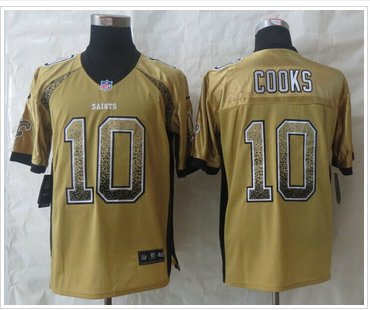 NEW New Orleans Saints #10 Brandin Cooks Drift Fashion Gold Elite Jerseys