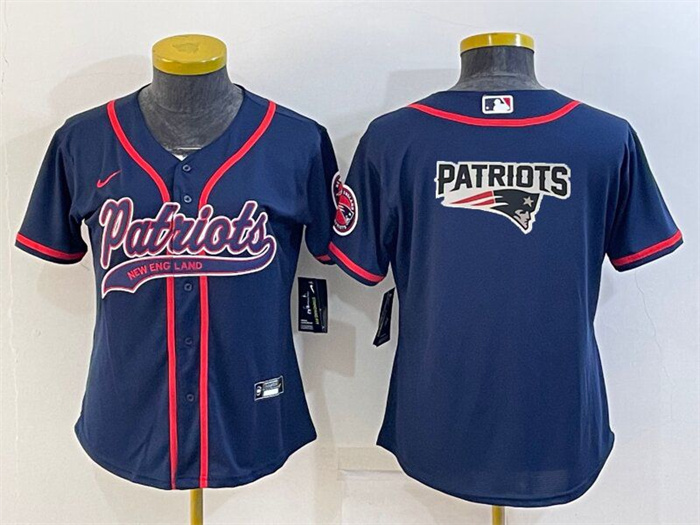 Women's New England Patriots Navy Team Big Logo With Patch Cool Base Stitched Baseball Jersey(Run Small) Women's New England Patriots Navy Team Big Logo With Patch Cool Base Stitched Baseball Jersey(Run Small)