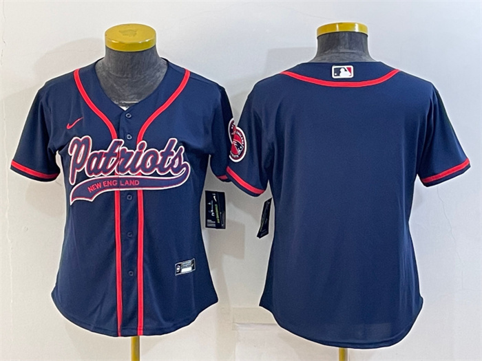 Women's New England Patriots Blank Navy With Patch Cool Base Stitched Baseball Jersey(Run Small) Women's New England Patriots Blank Navy With Patch Cool Base Stitched Baseball Jersey(Run Small)