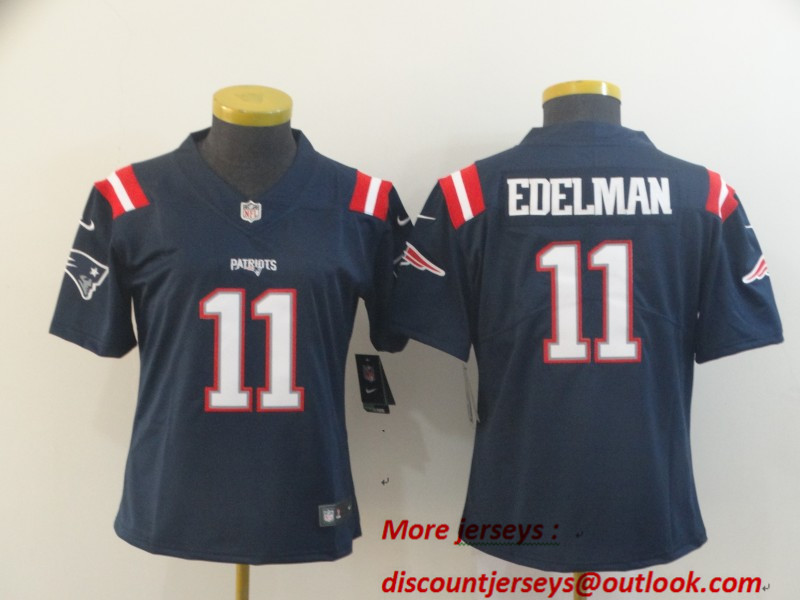 Women Nike Patriots 11 Julian Edelman Navy Color Rush Women Limited Jersey