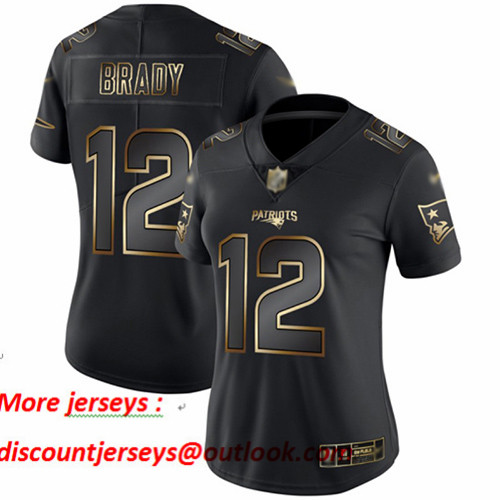 Patriots #12 Tom Brady Black Gold Women's Stitched Football Vapor Untouchable Limited Jersey