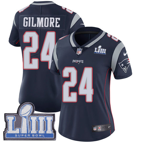Nike Patriots #24 Stephon Gilmore Navy Blue Team Color Super Bowl LIII Bound Women's Stitched NFL Vapor Untouchable Limited JerseyStitched NFL Vapor Untouchabl