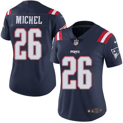 Nike Patriots #26 Sony Michel Navy Blue Women's Stitched NFL Limited Rush Jersey Nike Patriots #26 Sony Michel Navy Blue Women's Stitched NFL Limited Rush Jersey