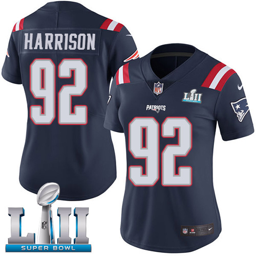 Nike Patriots #92 James Harrison Navy Blue Super Bowl LII Women's Stitched NFL Limited Rush Jersey Nike Patriots #92 James Harrison Navy Blue Super Bowl LII Women's Stitched NFL Limited Rush Jersey