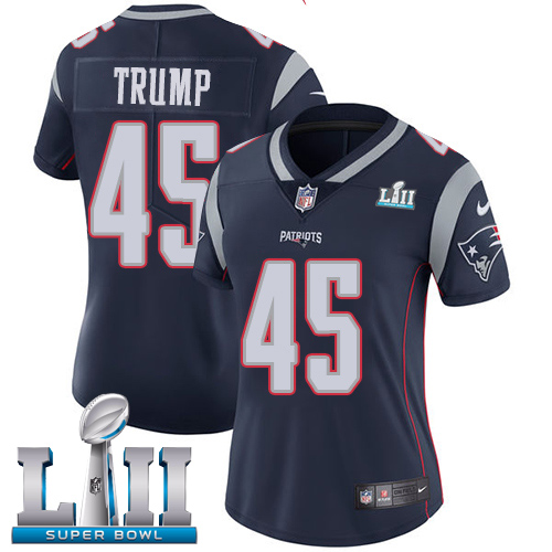 Nike Patriots #45 Donald Trump Navy Blue Team Color Super Bowl LII Women's Stitched NFL Vapor Untouchable Limited Jersey Nike Patriots #45 Donald Trump Navy Blue Team Color Super Bowl LII Women's Stitched NFL Vapor Untouchable Limited Jersey