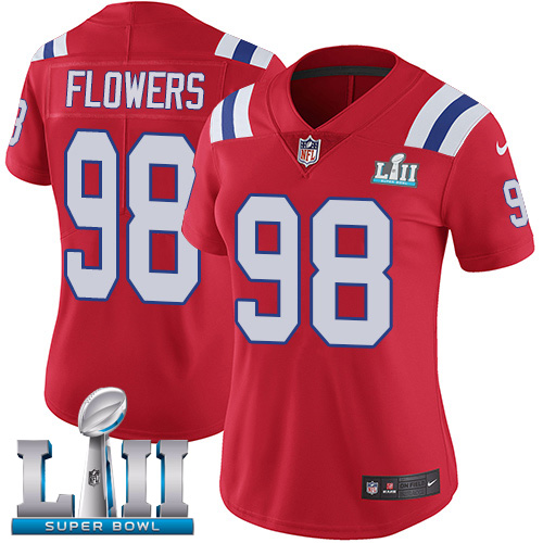 Nike Patriots #98 Trey Flowers Red Alternate Super Bowl LII Women's Stitched NFL Vapor Untouchable Limited Jersey