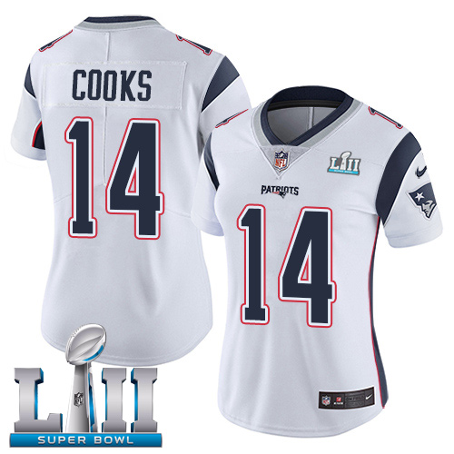 Nike Patriots #14 Brandin Cooks White Super Bowl LII Women's Stitched NFL Vapor Untouchable Limited Jersey Nike Patriots #14 Brandin Cooks White Super Bowl LII Women's Stitched NFL Vapor Untouchable Limited Jersey