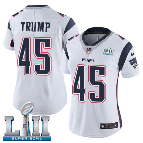 Nike Patriots #45 Donald Trump White Super Bowl LII Women's Stitched NFL Vapor Untouchable Limited Jersey Nike Patriots #45 Donald Trump White Super Bowl LII Women's Stitched NFL Vapor Untouchable Limited Jersey