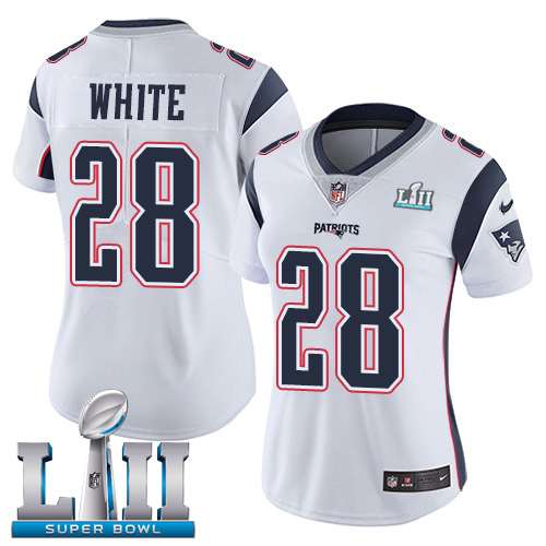 Nike Patriots #28 James White White Super Bowl LII Women's Stitched NFL Vapor Untouchable Limited Jersey Nike Patriots #28 James White White Super Bowl LII Women's Stitched NFL Vapor Untouchable Limited Jersey