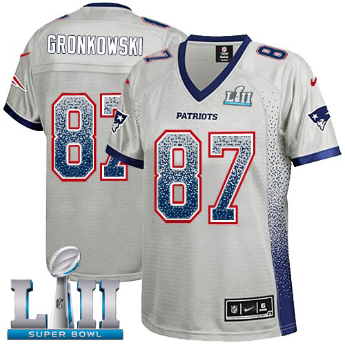 Nike Patriots #87 Rob Gronkowski Grey Super Bowl LII Women's Stitched NFL Elite Drift Fashion Jersey Nike Patriots #87 Rob Gronkowski Grey Super Bowl LII Women's Stitched NFL Elite Drift Fashion Jersey