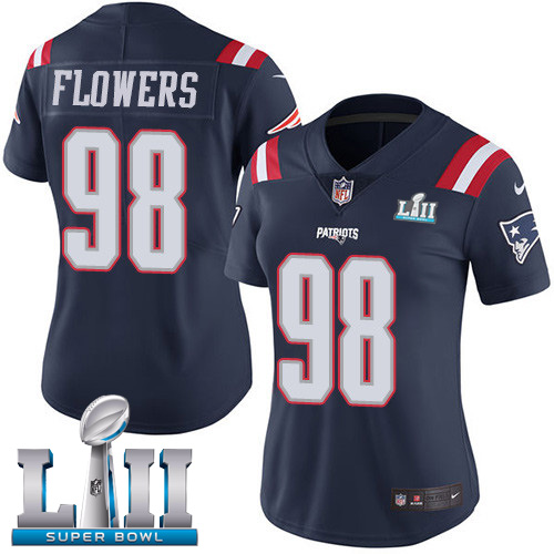 Nike Patriots #98 Trey Flowers Navy Blue Super Bowl LII Women's Stitched NFL Limited Rush Jersey Nike Patriots #98 Trey Flowers Navy Blue Super Bowl LII Women's Stitched NFL Limited Rush Jersey