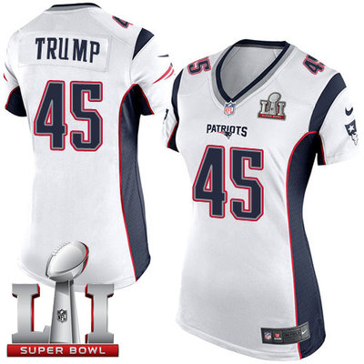 Nike Patriots #45 Donald Trump White Super Bowl LI 51 Women's Stitched NFL New Elite Jersey Nike Patriots #45 Donald Trump White Super Bowl LI 51 Women's Stitched NFL New Elite Jersey