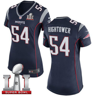 Nike Patriots #54 Dont'a Hightower Navy Blue Team Color Super Bowl LI 51 Women's Stitched NFL New Elite Jersey