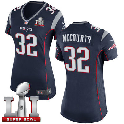 Nike Patriots #32 Devin McCourty Navy Blue Team Color Super Bowl LI 51 Women's Stitched NFL New Elite Jersey