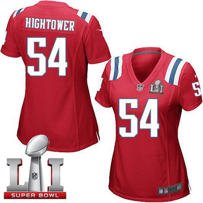 Nike Patriots #54 Dont'a Hightower Red Alternate Super Bowl LI 51 Women's Stitched NFL Elite Jersey