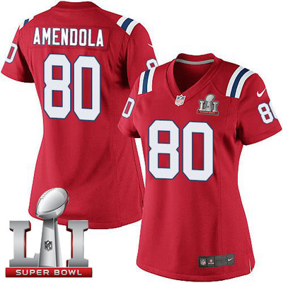 Nike Patriots #80 Danny Amendola Red Alternate Super Bowl LI 51 Women's Stitched NFL Elite Jersey Nike Patriots #80 Danny Amendola Red Alternate Super Bowl LI 51 Women's Stitched NFL Elite Jersey