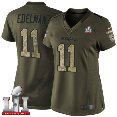 Nike Patriots #11 Julian Edelman Green Super Bowl LI 51 Women's Stitched NFL Limited Salute to Service Jersey Nike Patriots #11 Julian Edelman Green Super Bowl LI 51 Women's Stitched NFL Limited Salute to Service Jersey