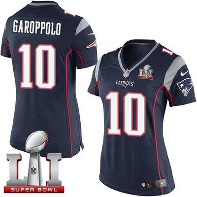 Nike Patriots #10 Jimmy Garoppolo Navy Blue Team Color Super Bowl LI 51 Women's Stitched NFL New Elite Jersey