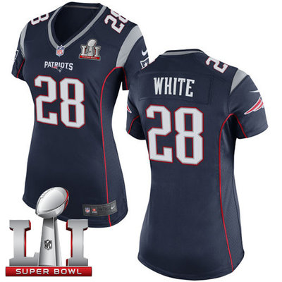 Nike Patriots #28 James White Navy Blue Team Color Super Bowl LI 51 Women's Stitched NFL New Elite Jersey Nike Patriots #28 James White Navy Blue Team Color Super Bowl LI 51 Women's Stitched NFL New Elite Jersey
